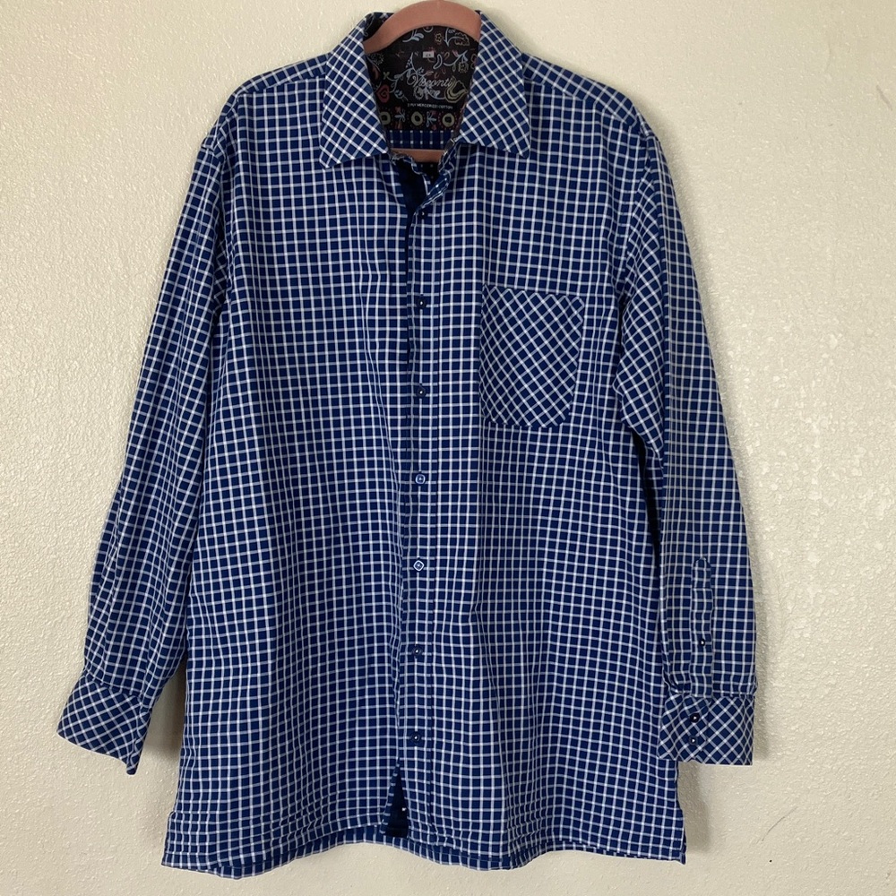 Visconti Uomo Plaid Cotton Button Down Shirt, 2X